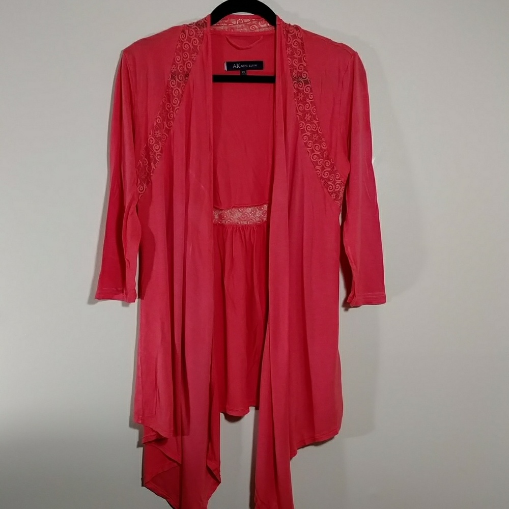 Anne Klein Pink Cardigan with Crochet detail
